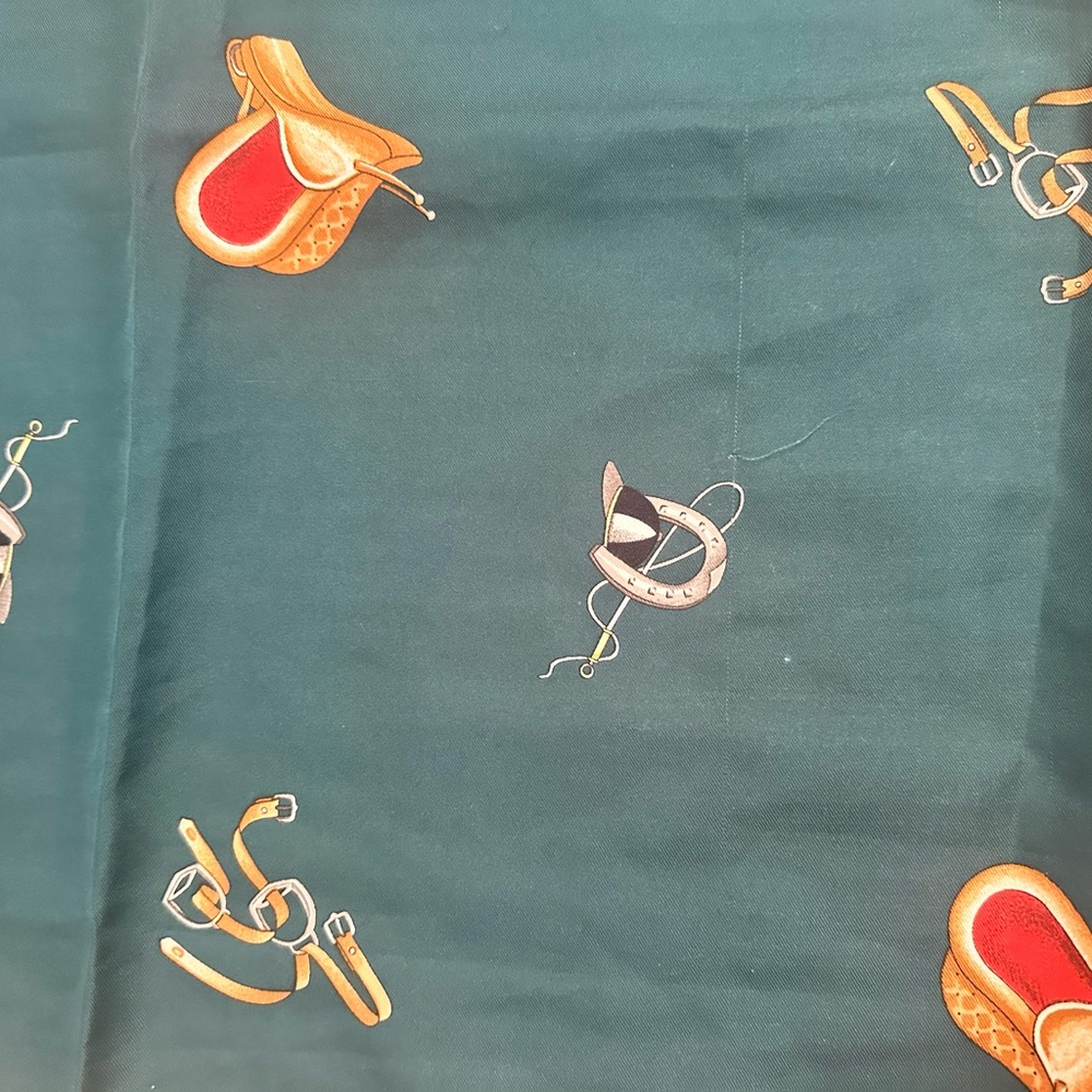Vintage Elegant Equestrian Print Scarf Large - Picture 3 of 5